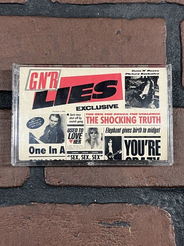 Guns N Roses / GN'R Lies Cassette Tape - 1988 Full Liner Notes- Geffon Records