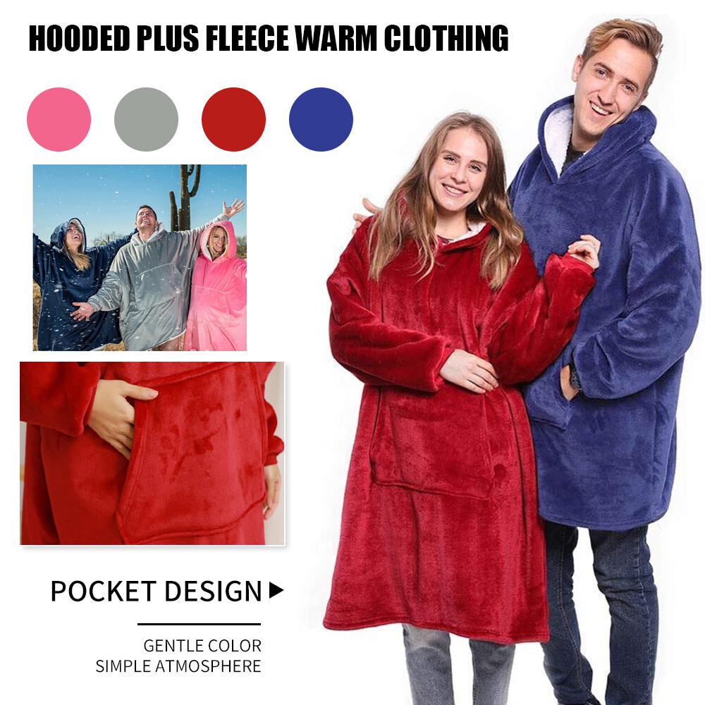 Übergroße Sherpa-Hoodie-Decke – Mit Kapuze Und Großer Tasche, Flanell & Sherpa, Geschenk Für Erwachsene