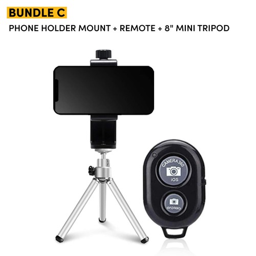 Universal Phone Holder Mount, 8" Mini Tripod, Remote Selfie for iPhone/Samsung - Picture 9 of 9