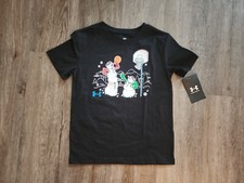Under Armour Boys Size 5 Toddler Snowman Winter Basketball Black Shirt New NWT