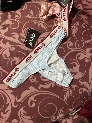 dietz mens  Baby Blue stripe capitain G-string Thong underwear Medium