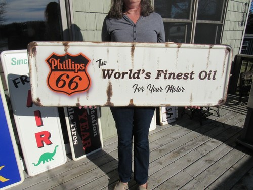 VINTAGE PHILLIPS 66 MOTOR OIL SIGN ON A 1947 COCA COLA SIGN BLANK LOOK ! - Picture 2 of 12