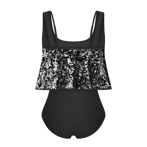 Mujeres Traje de Baño Lentejuelas Prendas para el torso Volantes Parte Inferior Brillante Conjunto Sin Mangas Tankini Sexy - Imagen 54 de 75