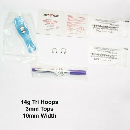 Body Piercing Set Disposable Forceps 14g Kit Naval Nipple Nose Ear Brow - Picture 19 of 20