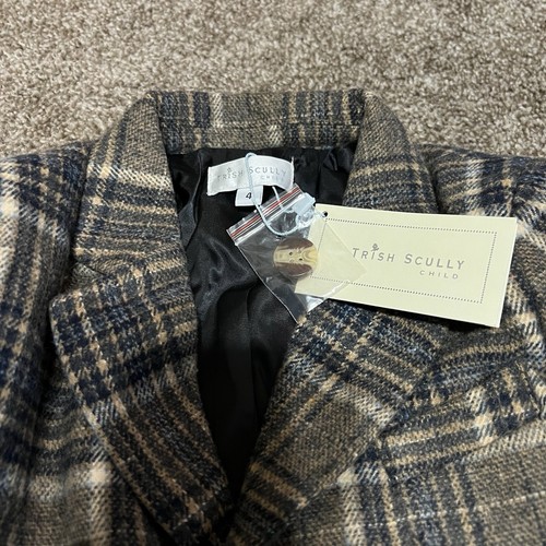 Boys Plaid Blazer Jacket Brown Blue Checkered Buttoned Kids Formal Size 4 - Bild 4 von 4