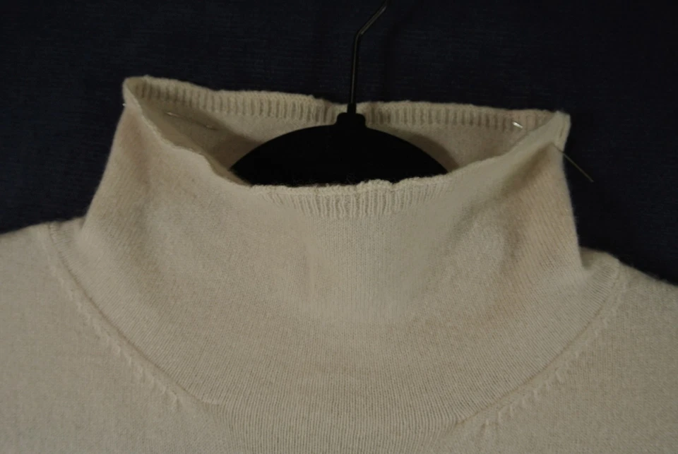 NUEVO, Suéter Cuadrado de Cachemira Cuello Alto Nordstrom en Marfil Talla L #S8058 Foto 3 de 4