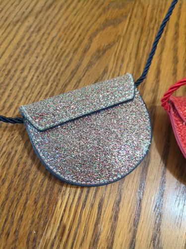 New/Tags 2 Gymboree Small Silver & Red sparkle Girls Purse Gift Coins Key - Picture 6 of 11