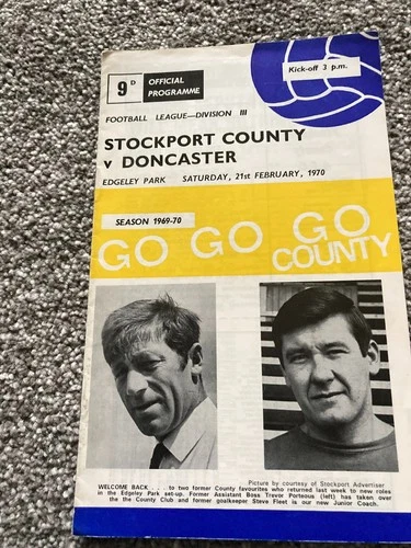 Stockport County v Doncaster Rovers football programme   21/02/70