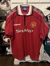 Vintage 1998-2000 Manchester United Umbro Soccer Jersey Treble Premier League