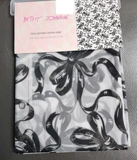 NEW Betsey Johnson Black Ribbon Bows Shower Curtain Liner PEVA