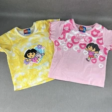 Lot of 2 Nick Jr Dora the Explorer Vintage 2004 Viacom Cotton T Shirts Size 2T