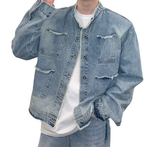 Trendy Men's Distressed Fringe Jacket with Casual Vibe for Autumn Wear - Picture 13 of 33