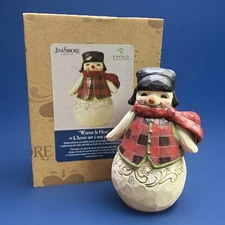 Jim Shore Pint Sized BUFFALO PLAID ☃️ SNOWMAN ❄️WINTER IS HERE ❄️ 6011483 MINT