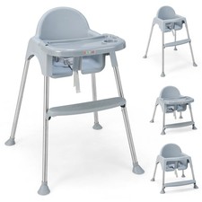 4-in-1 Convertible Baby High Chair Feeding with Removable Double Tray Footrest