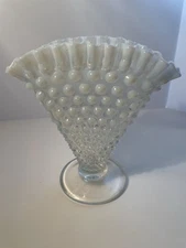 Fenton French Opalescent Glass Hobnail Small Fan Vase