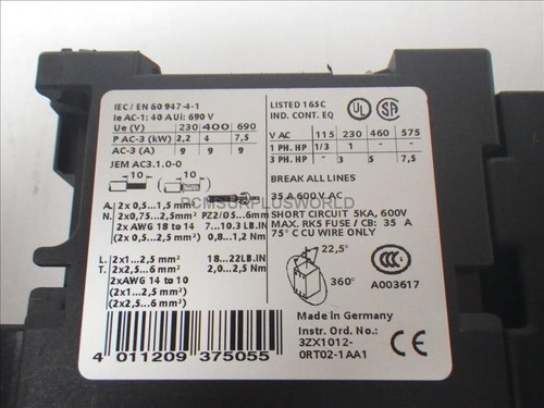 3RA1125-0KA23-1BB4 3RA11250KA231BB4 Siemens Combination Starter (Used) - Picture 5 of 5