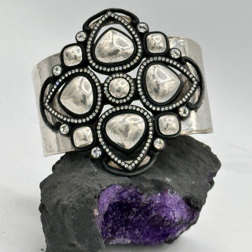 Brighton Sternennacht Armreif Armband versilbert schwarz Emaille Kristall 7,5 Zoll