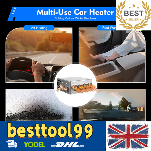 4 Puertos 12V Universal Bajo Tablero Calentador Descongelador de Calor con Interruptor de Velocidad Coche Camión - Imagen 1 de 23