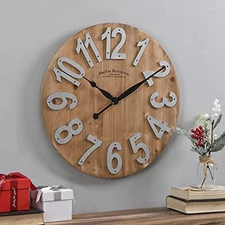  & Co. Slat Wood Wall Clock, 22.5",243 Tan