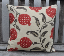16"  zipped linen cotton Sanderson Anaar Madder/red velvet cushion cover