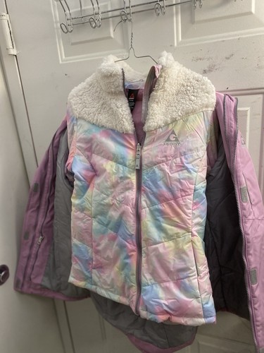 GERRY Girl’s 3 In 1 Pink & Grey Winter Hooded Jacket~Size M 14/16 - Picture 4 of 7