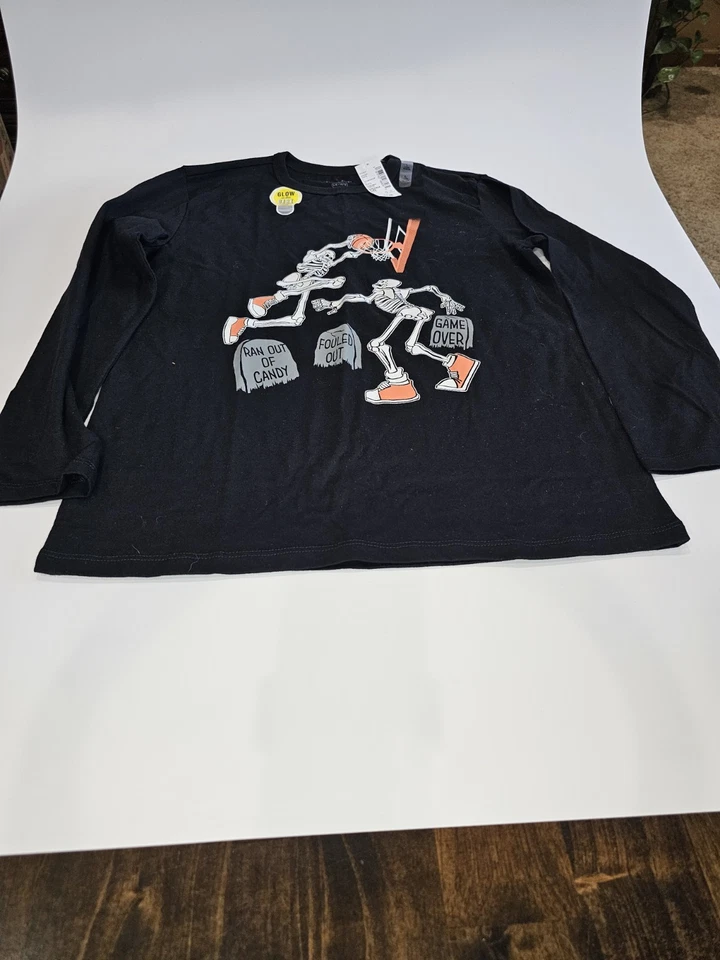  Camisa de manga larga con tema de Halloween para niños esqueleto que brilla en la oscuridad talla L nueva con etiquetas Foto 2 de 4