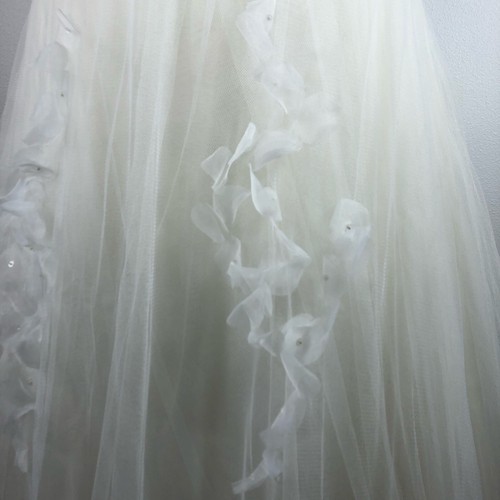 MANUEL MOTA PRONOVIAS Wedding Dress One Shoulder Tulle Flowers Gown - Picture 13 of 14