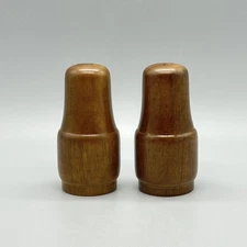 VTG Mid Century Modern Wooden Minimalist Boho Salt And Pepper Shakers 3.75”