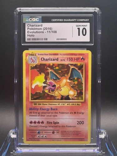 CGC 10 GEM MINT 💎 - Charizard 11/108 Evolutions Holo - 2016 Pokemon