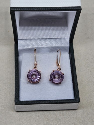 Pendientes de diamantes y amatista rosa Glen Lehrer de oro rosa de 10 quilates (2,86 g) - Imagen 5 de 6