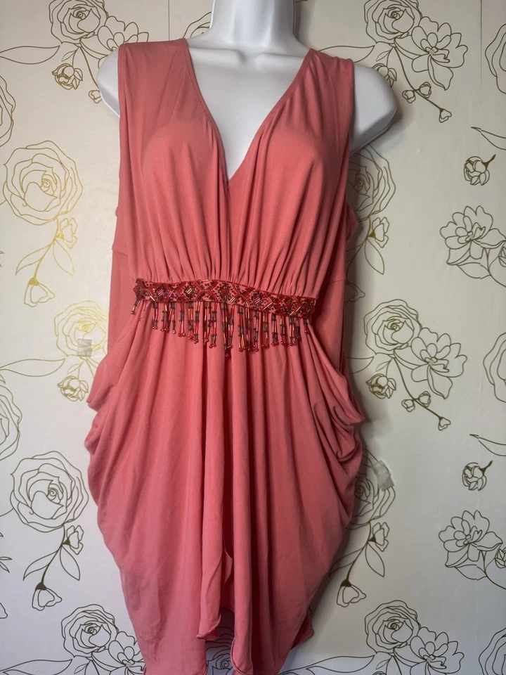 Vestido Randolph Duke The Look Mini Cóctel Cuentas Talla 1x Extra Grande 046 Nuevo con Etiquetas Foto 3 de 4