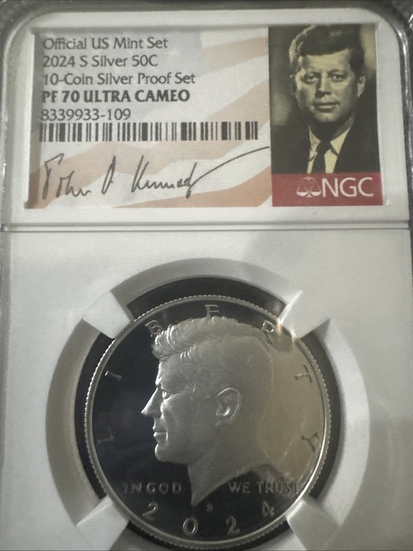 Silver 2024 S Proof Kennedy Half Dollar NGC PF70 UC Orig Us Mint 10-Coin-PF-SET"