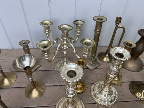 Vintage Brass Candle Stick Holders Party Weddings HUGE Mixed Lot Display - Picture 6 of 12