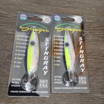 2 - MICHIGAN STINGER STINGRAY SPOONS (Yellow tux) NIP