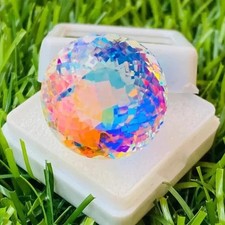 AAA 50 Ct Natural Rainbow Mystic Topaz Round Cut Loose Gemstone Certified