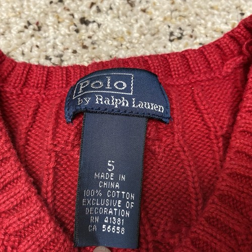 Polo Ralph Lauren vintage boys size 5 red v neck sweater vest cable knit y2k - Picture 4 of 6