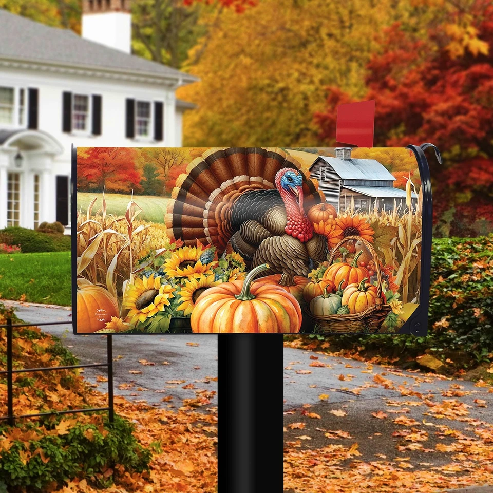 Briarwood Lane Wild Turkey and Pumpkins Mailbox Cover - Image 2 of 3
