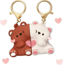 2Pcs Couple Cute Magnetic Bear Keyrings, Cute Bear Resin Keyrings,Cartoon Keycha