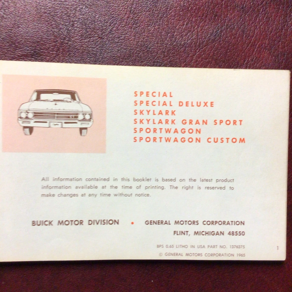 Buick Special Skylark Gran Sport Wagon 1966 manual del propietario libro todos los modelos Foto 2 de 4