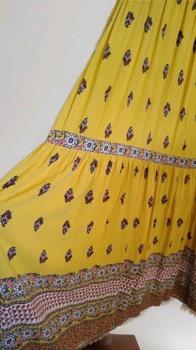 Ces Femme Dress Size L Maxi Boho Festival Yellow Crossover V Neck Front Floral - Picture 9 of 10