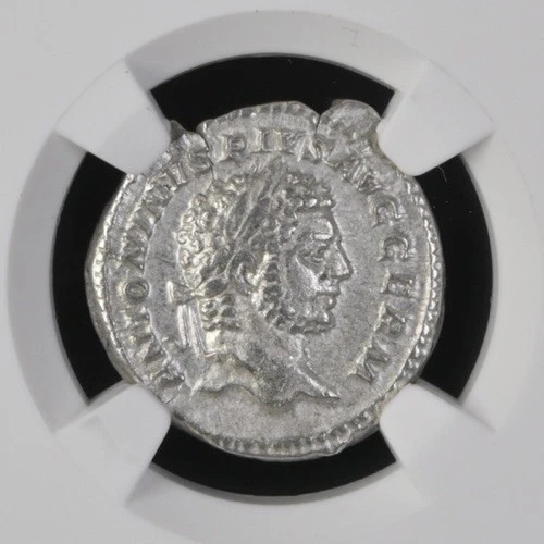 NGC Ch VF Denarius Caracalla AD198-217 NGC Certificado de Antiguos - Elección Muy Fina Foto 3 de 4