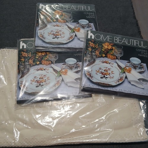 Vintage Elfenbein Baumwolle Poly Mischung Home Schöne 10 Tischsets & 12 Servietten NEU - Bild 7 von 9