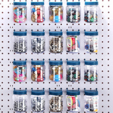 20 Set Pegboard Organizer Accessories Peg Boards Jars with Lids Plastic Pegboard