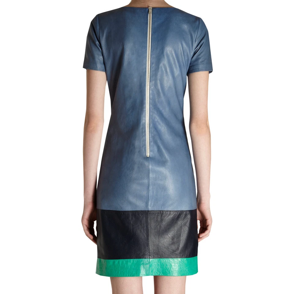 $2,195 NUEVO 4 42 s m Niño Banda de Forasteros Tricolor Cuero Vestido Bloque de Color Foto 4 de 4