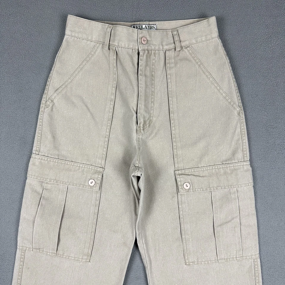 Pantalones cargo Bugle Boy vintage para hombre 29x30 (se adapta a 28x29) beige solapa bolsillo patinador 90 Foto 3 de 4