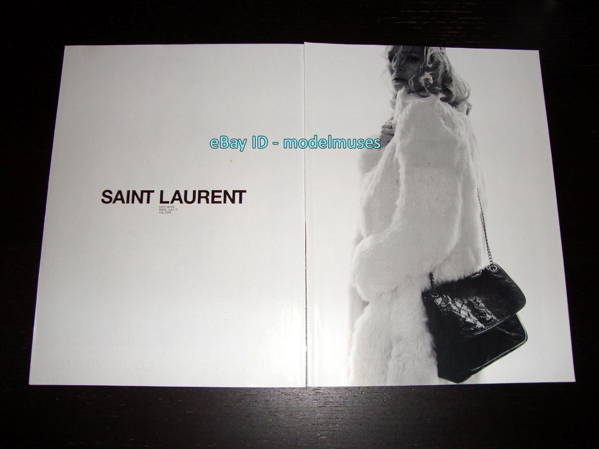 SAINT LAURENT (YSL) SAINT LAURENT 2 Pagine Magazine STAMPA ANNUNCIO PRIMAVERA 2018 KATE MUSCHIO in pelliccia