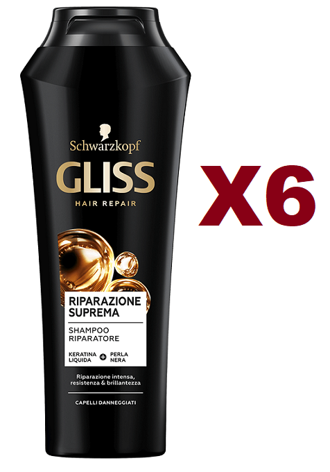6 PZ SCHWARZKOPF GLISS HAIR REPAIR SHAMPOO RIPARAZIONE SUPREMA 250ML