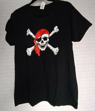 Black Pirate Skull Sz XL Short Sleeve T Shirt Gildan Brand Unisex Tee Women Men