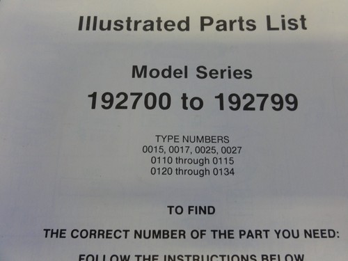 Briggs & Stratton 192700 to 192799 Engine Illustrated Parts List Manual 1986 - Picture 2 of 4
