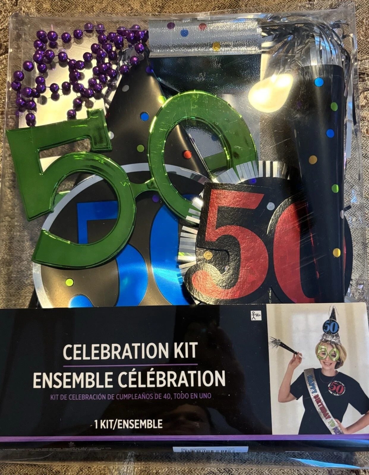 NEW ALL IN ONE 50th BIRTHDAY PARTY CELEBRATION KIT 6 PIECES GLASSES HAT SASH